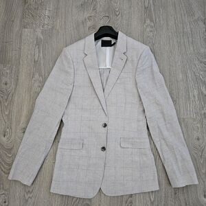 ASOS Light Gray Windowpane Two-Button Suit Blazer